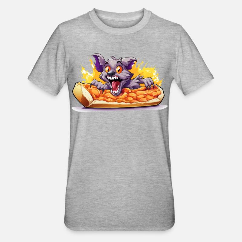 Feu de fromage monstre pizza - T-shirt polycoton Unisexe - gris chiné