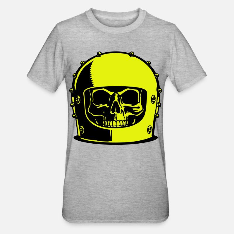 Skull Helm Popart - Unisex Polycotton T-Shirt - Grau meliert