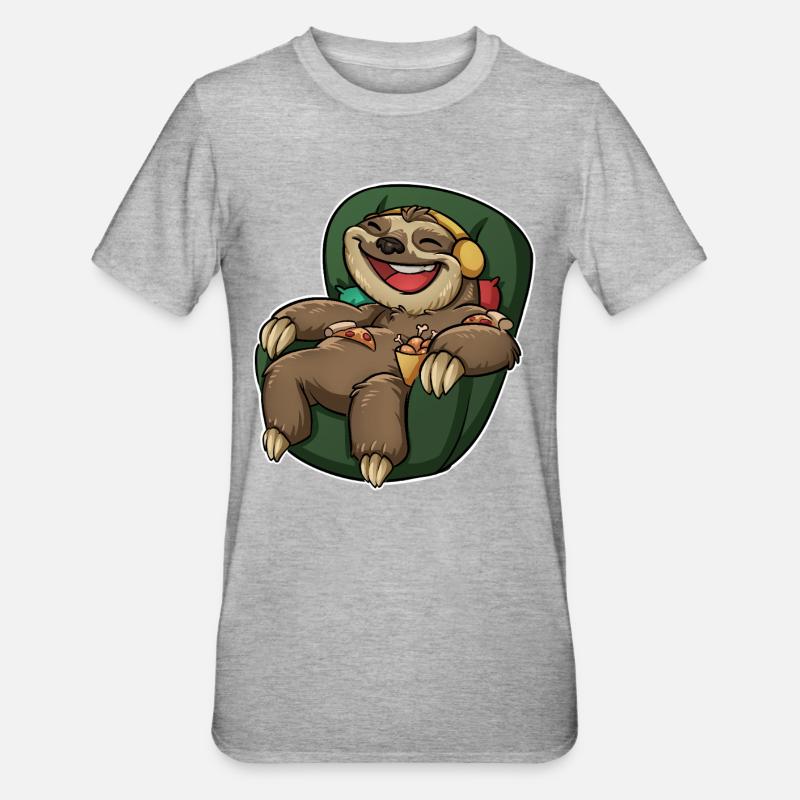 Sloth Pizza - Unisex Polycotton T-Shirt - heather grey