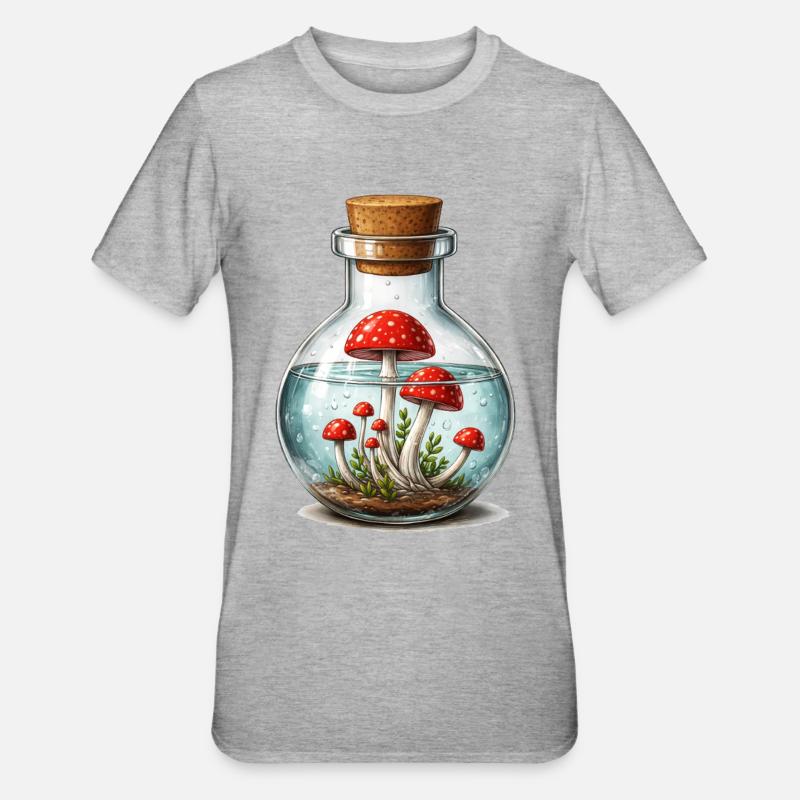 Champignons magiques dans un bocal – look magique - T-shirt polycoton Unisexe - gris chiné