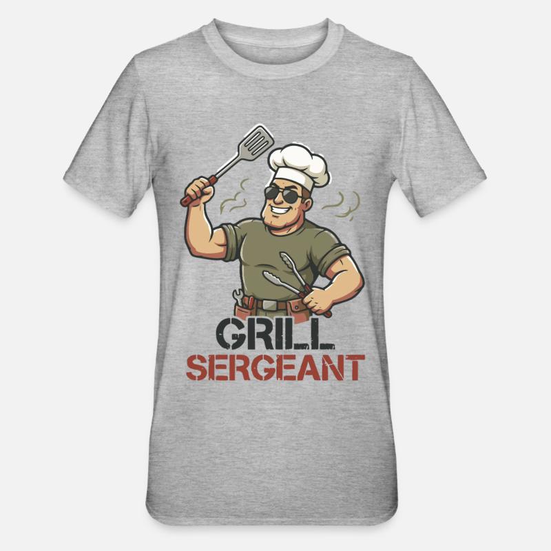 Grill Sergeant Funny BBQ Grill Chef - Unisex Polycotton T-Shirt - heather grey