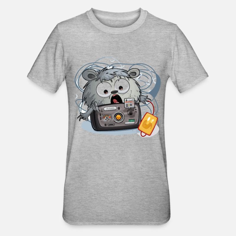 Camera Panda Chaos - Unisex Polycotton T-Shirt - heather grey