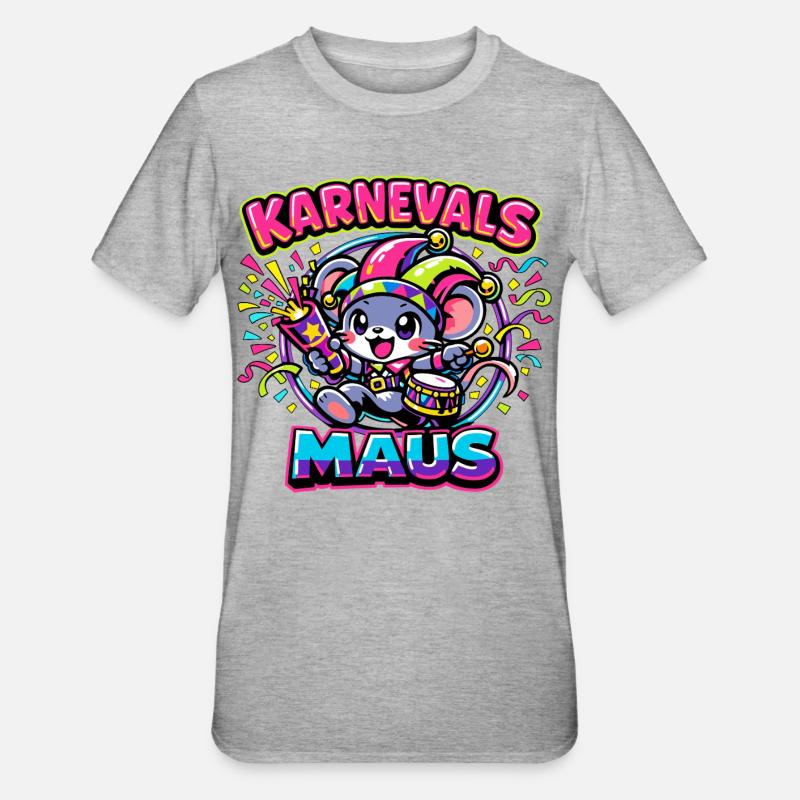 Karnevalsmaus Karneval Kostüm - Unisex Polycotton T-Shirt - Grau meliert