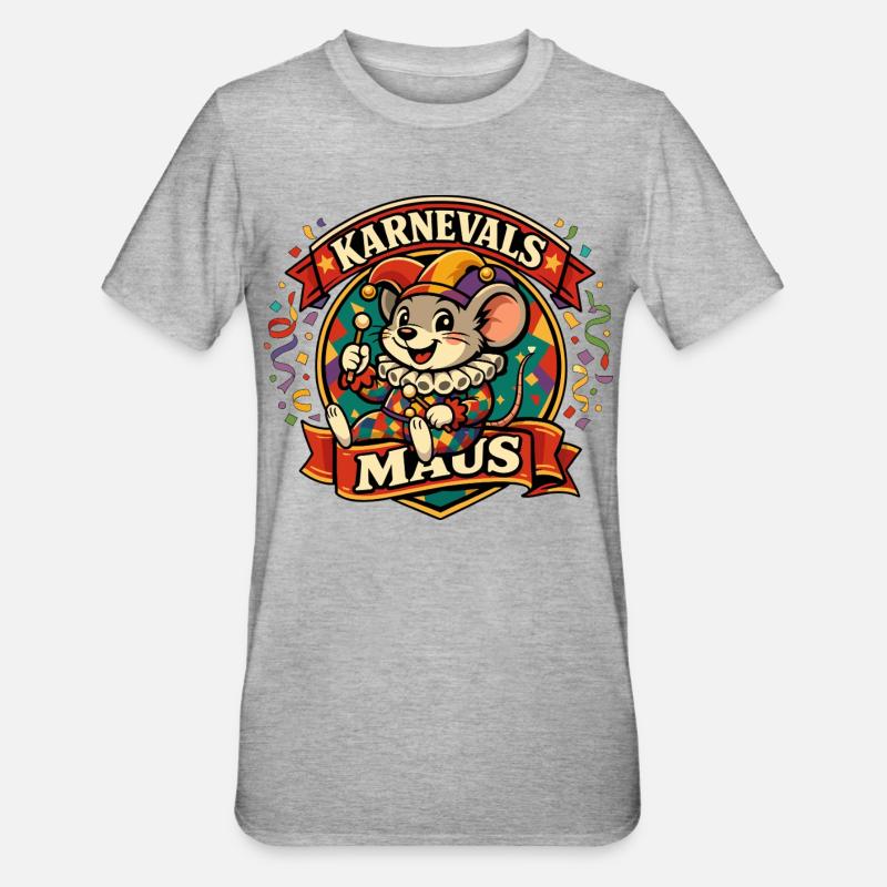 Karnevalsmaus Last Minute Kostüm - Unisex Polycotton T-Shirt - Grau meliert