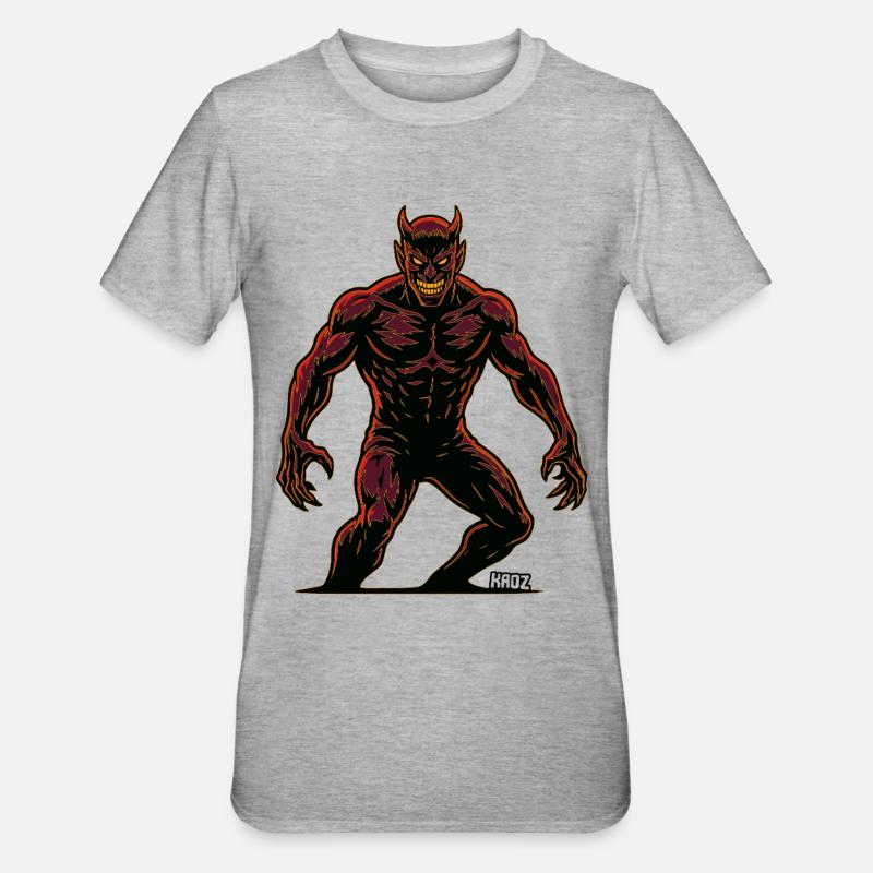Demon Devil - Unisex Polycotton T-Shirt - heather grey
