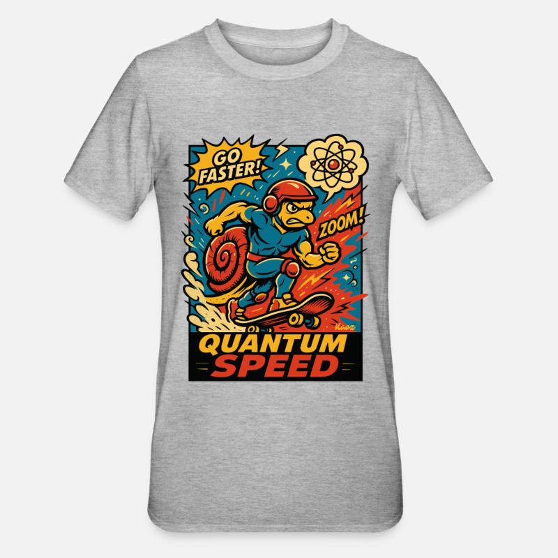 Quantum Speed Turtle Skateboard - Unisex Polycotton T-Shirt - heather grey