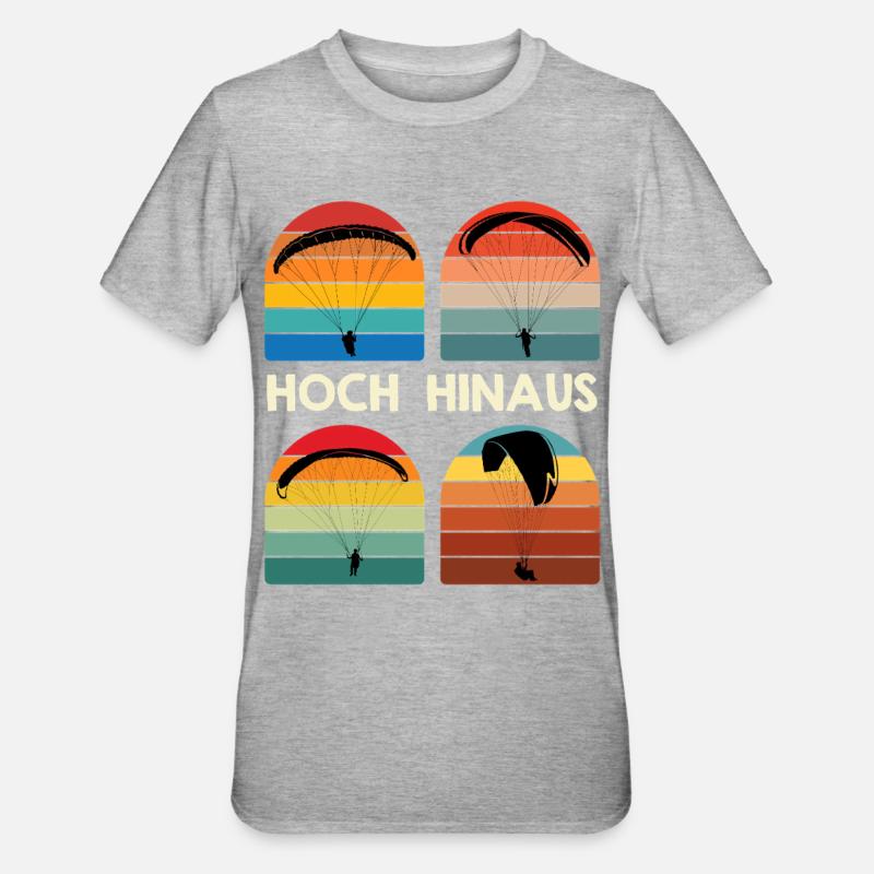 Paragliding HIGH UP Retro Funny - Unisex Polycotton T-Shirt - heather grey