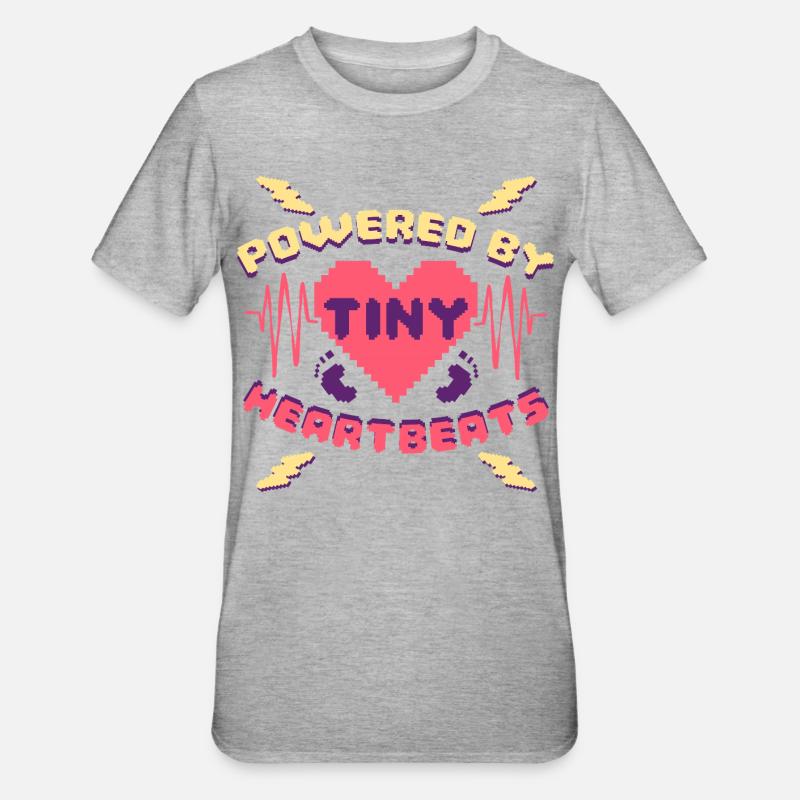 NICU Krankenschwester Powered By Tiny Heartbeats - Unisex Polycotton T-Shirt - Grau meliert