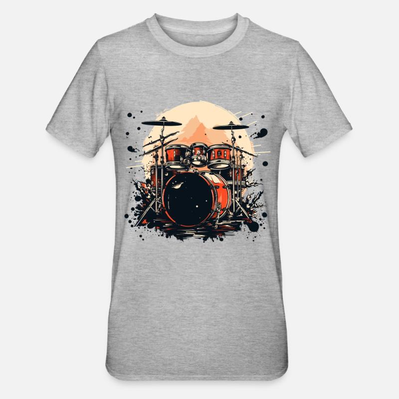 Drum Graphics - Unisex Polycotton T-Shirt - heather grey