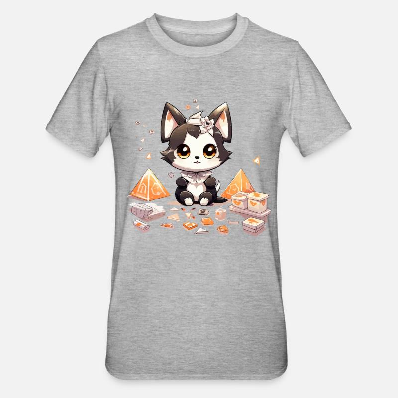 Chibi Chiot Diamant Trésor - T-shirt polycoton Unisexe - gris chiné