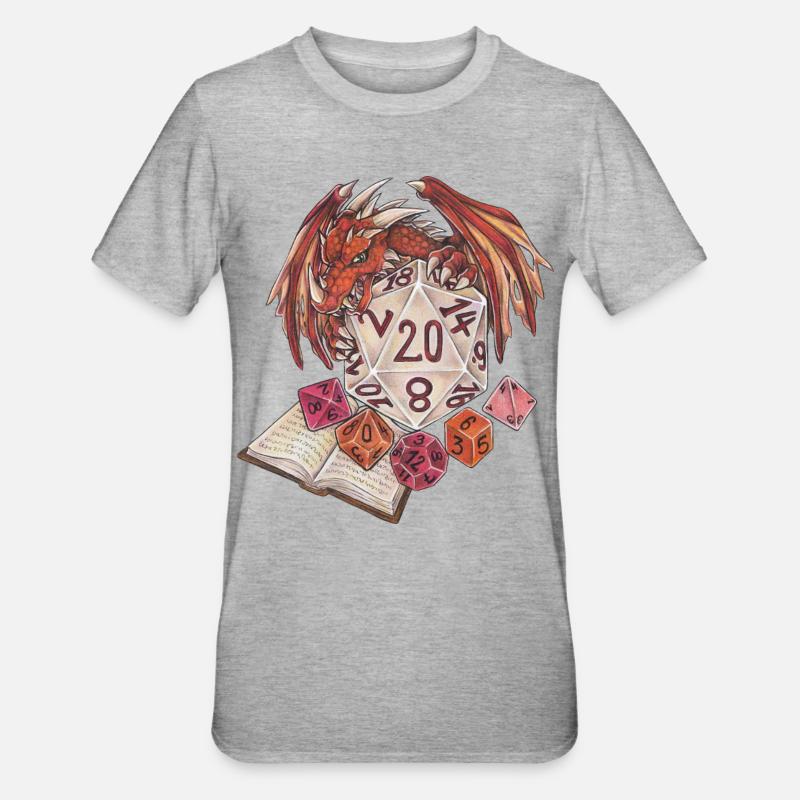 Rollenspiel Tabletop D20 Würfel Game Master - Unisex Polycotton T-Shirt - Grau meliert