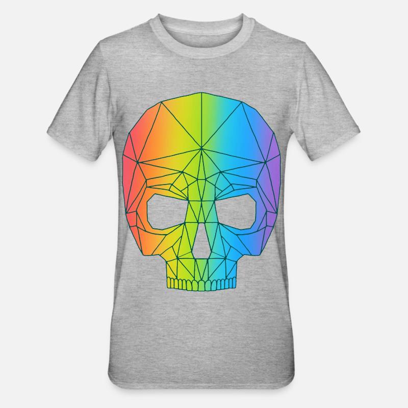 Schädel in Farbe - Unisex Polycotton T-Shirt - Grau meliert