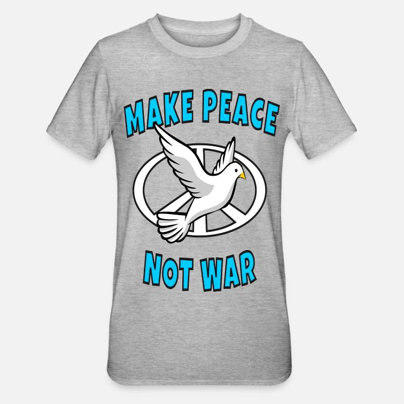Make Peace Not War - Unisex Polycotton T-Shirt - Grau meliert
