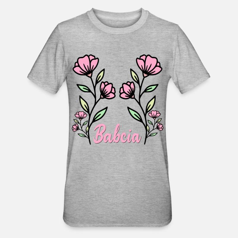 Grand-mère Fleurs - T-shirt polycoton Unisexe - gris chiné