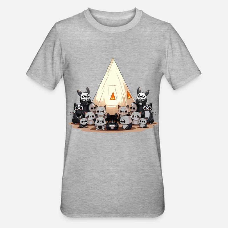 Parade de la pyramide des pandas - T-shirt polycoton Unisexe - gris chiné