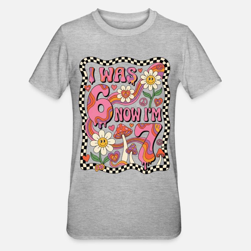 I was 6 now 7 - 7.Geburtstag - Unisex Polycotton T-Shirt - heather grey