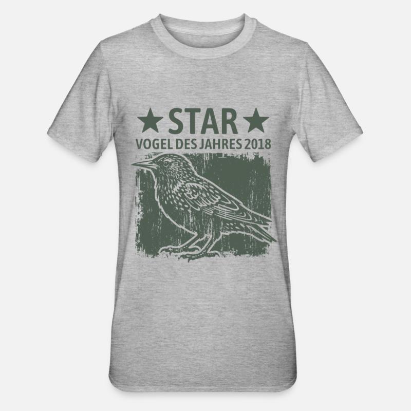 Star | Oiseau de l’année 2018 - T-shirt polycoton Unisexe - gris chiné