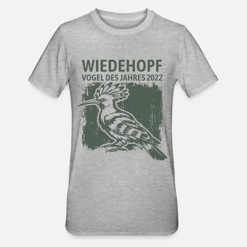 Hoopoe Oiseau de l’Année 2022 - T-shirt polycoton Unisexe - gris chiné
