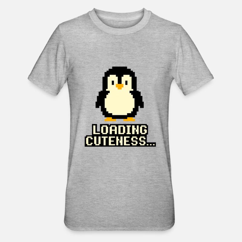 Mignonnerie de Pixel Penguin Charging - T-shirt polycoton Unisexe - gris chiné