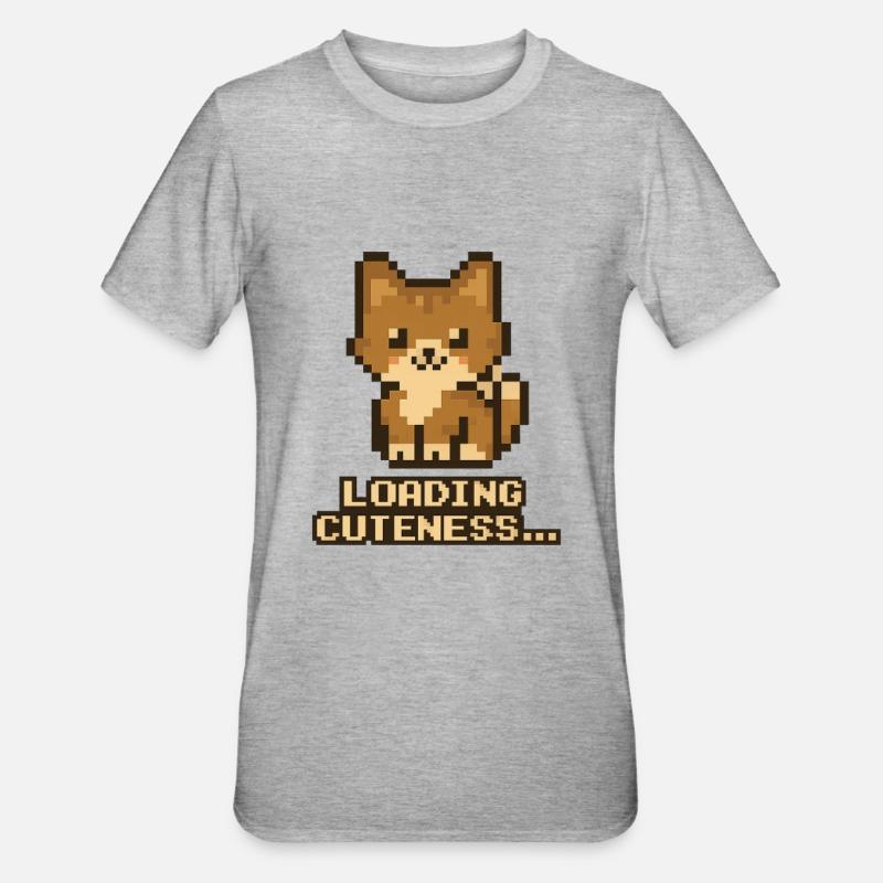Pixelhündchen Lade Cuteness - Unisex Polycotton T-Shirt - Grau meliert