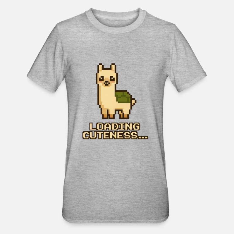 Pixel Llama: Loading Cuteness - Unisex Polycotton T-Shirt - heather grey