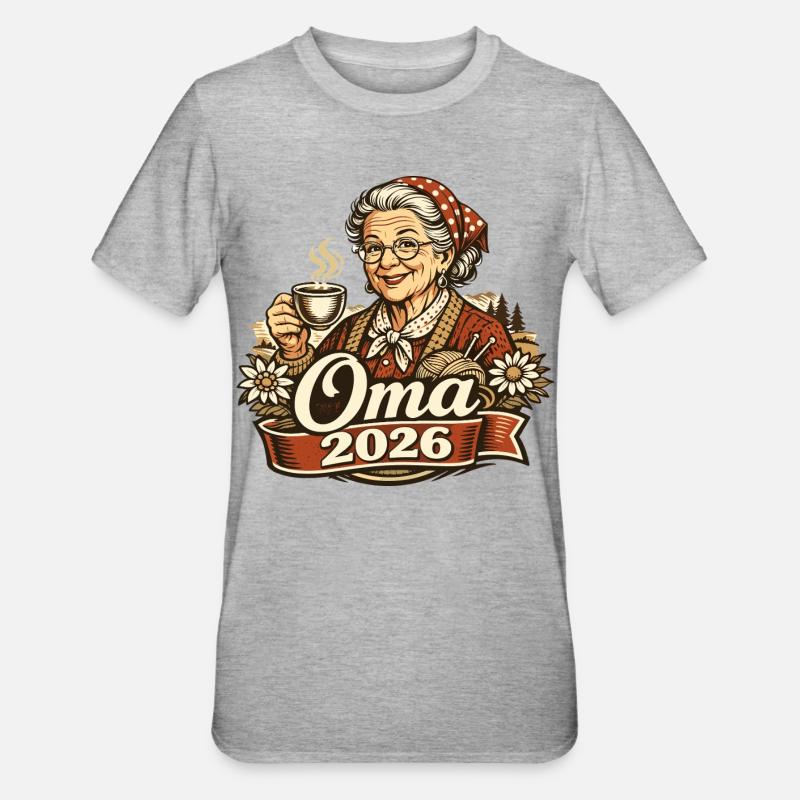 Oma 2026 Loading Geschenk Enkelkind  - Unisex Polycotton T-Shirt - Grau meliert