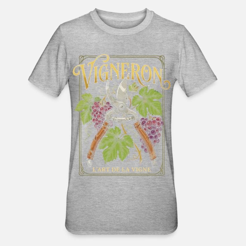 Winzer Passion Viticulture Wine - Unisex Polycotton T-Shirt - Grau meliert