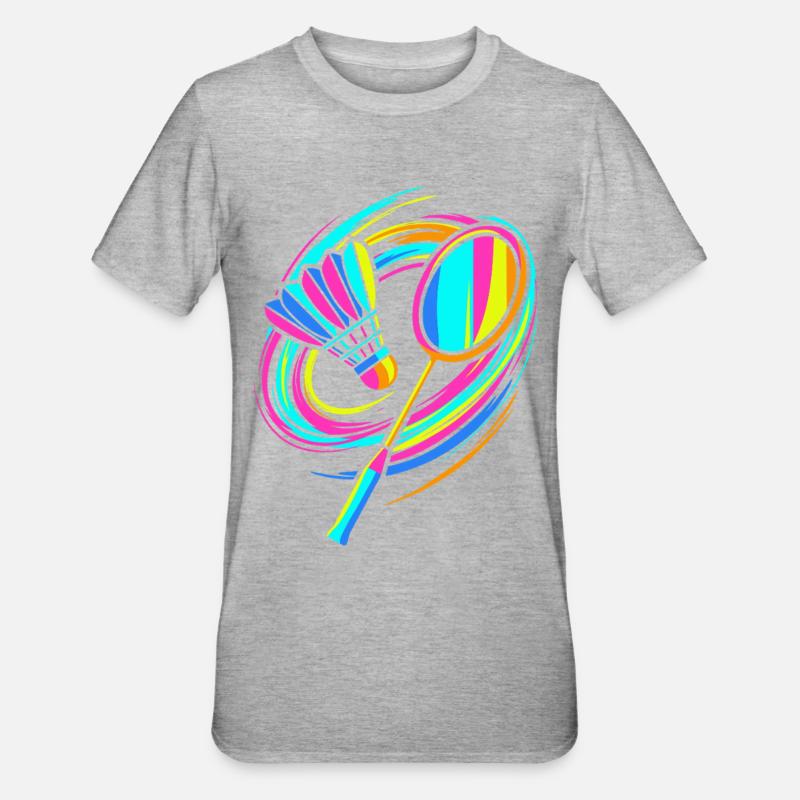 Badmintonschläger - Unisex Polycotton T-Shirt - Grau meliert