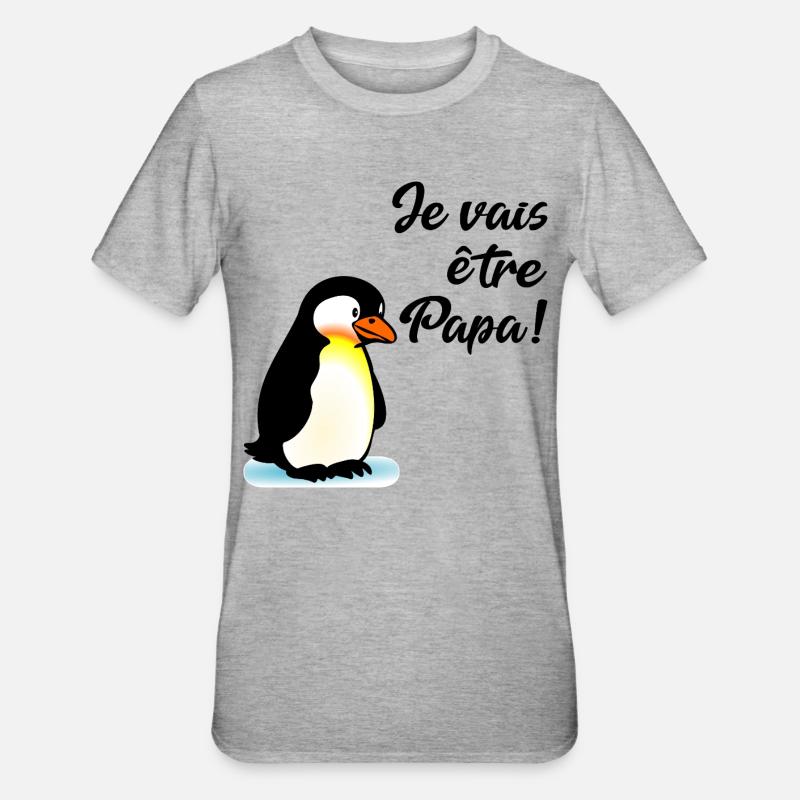 Kündigen Sie Baby-Daddy-Pinguin an - Unisex Polycotton T-Shirt - Grau meliert