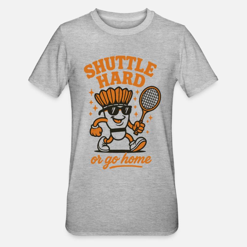 Navette Difficile | Motivation du badminton - T-shirt polycoton Unisexe - gris chiné