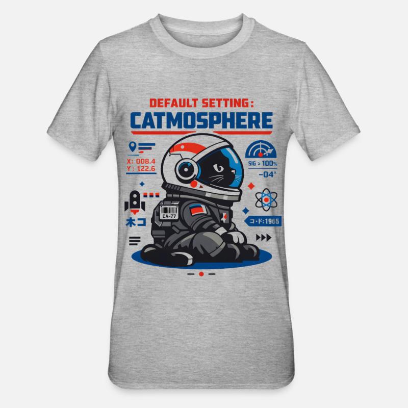 Mode par défaut Catmosphere | Astro Cat - T-shirt polycoton Unisexe - gris chiné