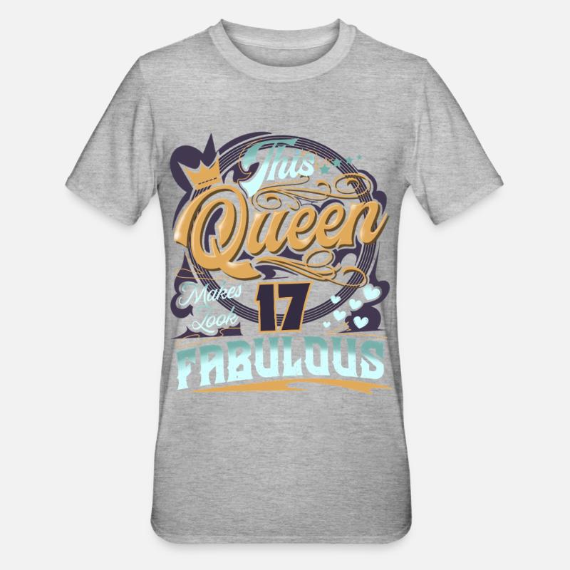 17. Geburtstag Queen - Unisex Polycotton T-Shirt - Grau meliert