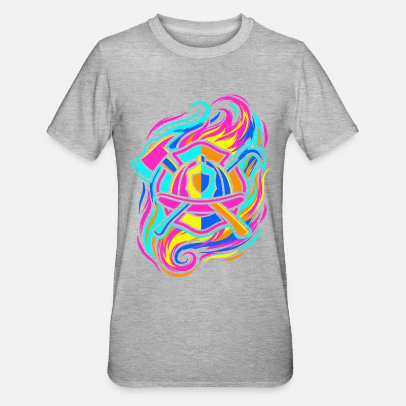 Emblème du pompier - T-shirt polycoton Unisexe - gris chiné