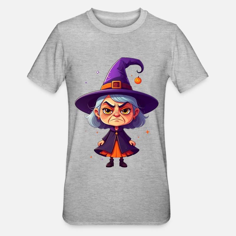 cute, grumpy witch - Unisex Polycotton T-Shirt - heather grey