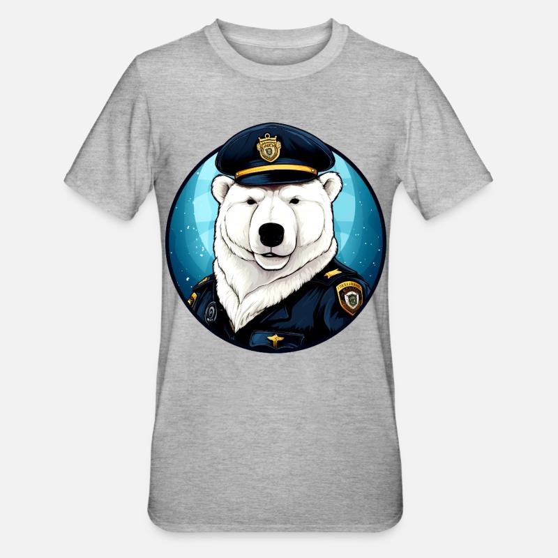 Eisbären Polizistin / Polizei Eisbär - Unisex Polycotton T-Shirt - Grau meliert