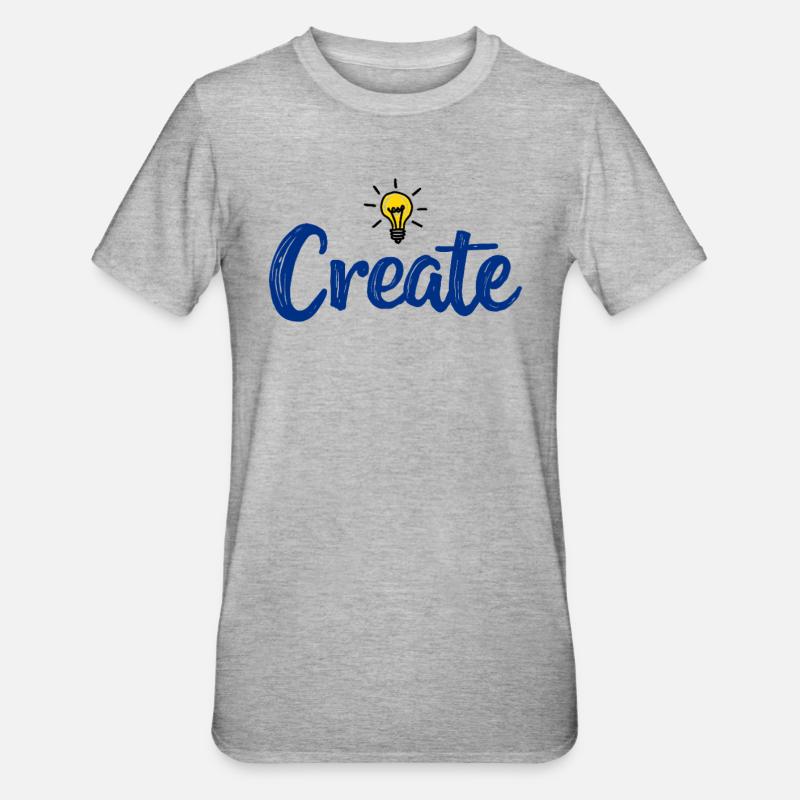 Create Lettering with Glowing Light Bulb - Unisex Polycotton T-Shirt - heather grey