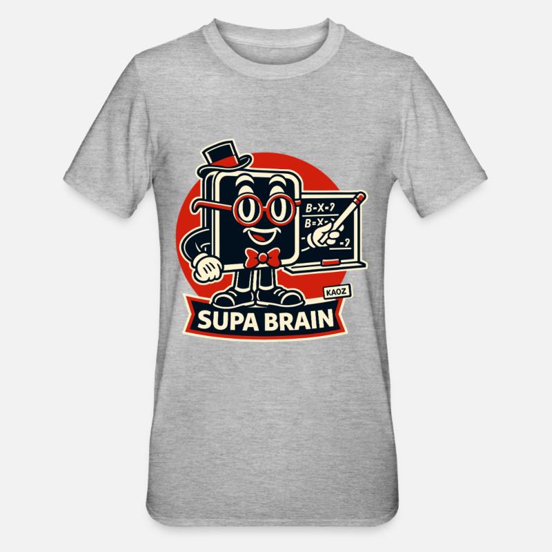 Supa Brain Brain Math Hero - Unisex Polycotton T-Shirt - heather grey