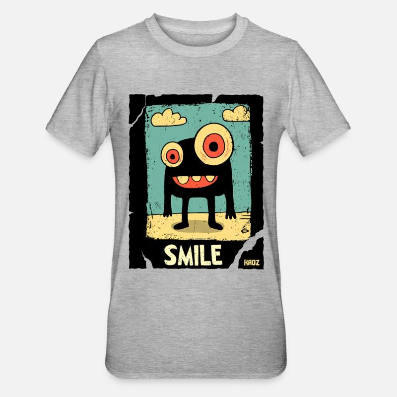 Monstre borgne dans le sable - T-shirt polycoton Unisexe - gris chiné