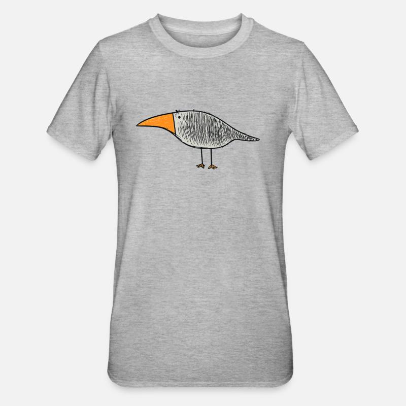 Vogel mit orangem Schnabel - Unisex Polycotton T-Shirt - Grau meliert
