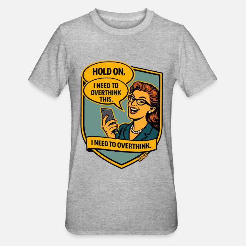 Stop – Repense Overthinker Comic - T-shirt polycoton Unisexe - gris chiné