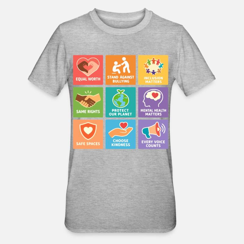 Human Rights Equality Inclusion Statement - Unisex Polycotton T-Shirt - heather grey