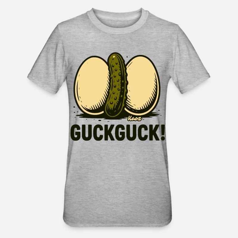 Deux œufs durs avec un concombre - T-shirt polycoton Unisexe - gris chiné