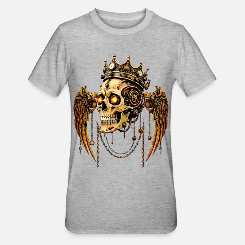COURONNE DE CRÂNE STEAMPUNK - T-shirt polycoton Unisexe - gris chiné