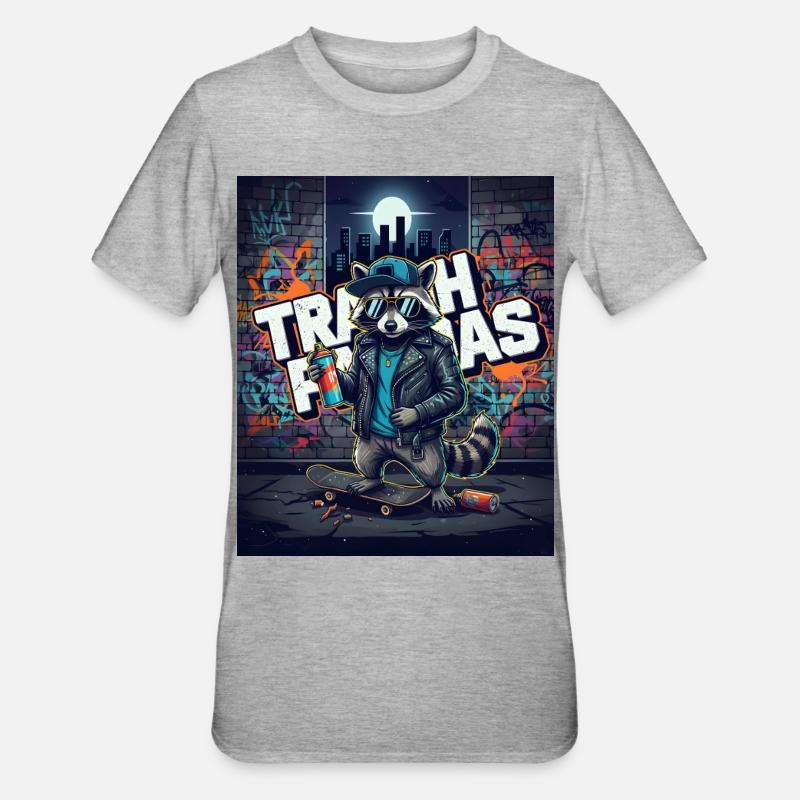 Raton Laveur Graffiti Urbain - T-shirt polycoton Unisexe - gris chiné