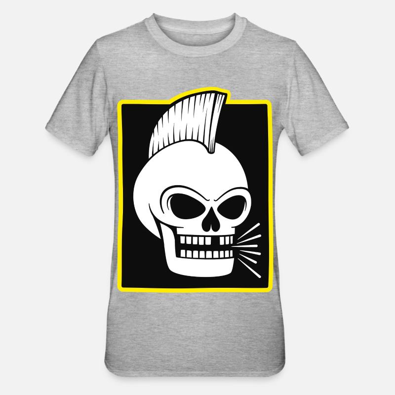 Teschio punk rock con cresta - Maglietta unisex, mix cotone e poliestere - grigio melange