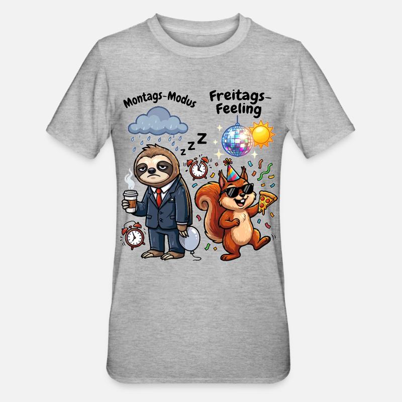 Monday mode vs Friday feeling - Unisex Polycotton T-Shirt - heather grey