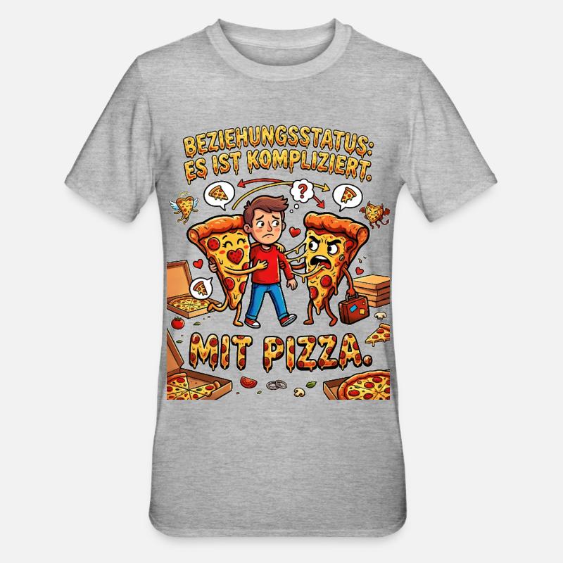 Relationship status It's complicated with pizza - Unisex Polycotton T-Shirt - heather grey