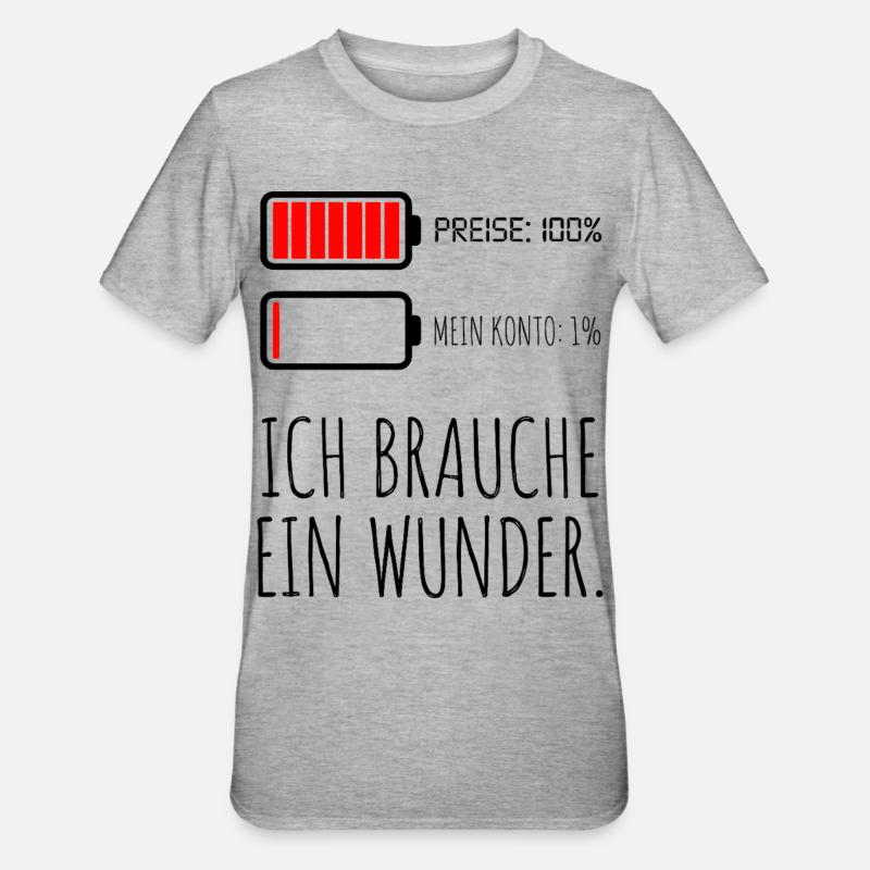 Prix, 100 % Mon compte 1 % - T-shirt polycoton Unisexe - gris chiné