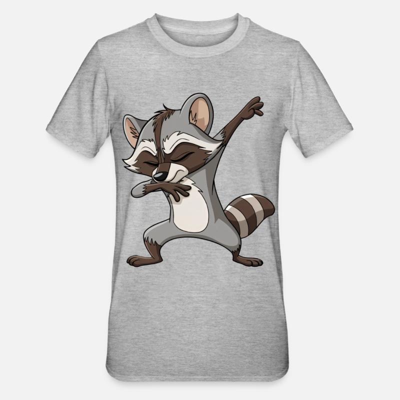 Raton laveur dabender – Pose ludique - T-shirt polycoton Unisexe - gris chiné