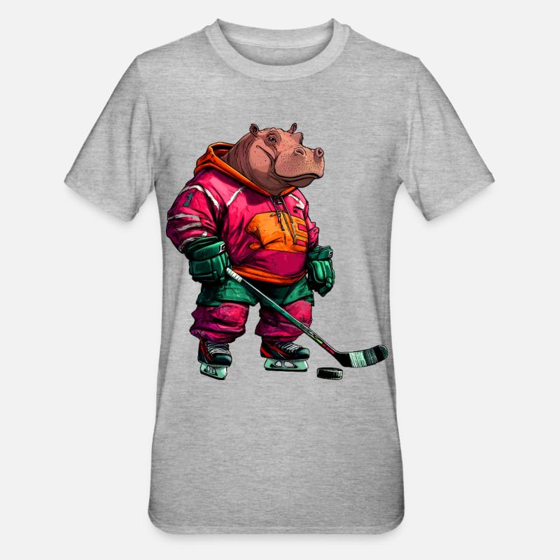 Hippos hockey sur glace - T-shirt polycoton Unisexe - gris chiné
